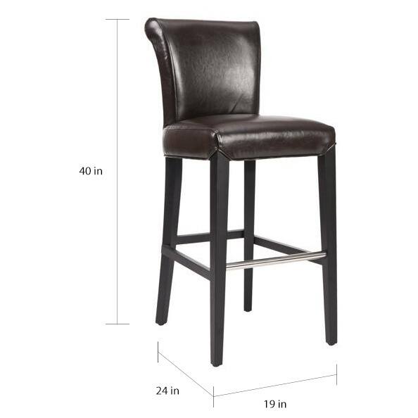 SAFAVIEH Betheny Brown Leather 29-inch Bar Stool - 18.7" x 23.2" x 43.5"