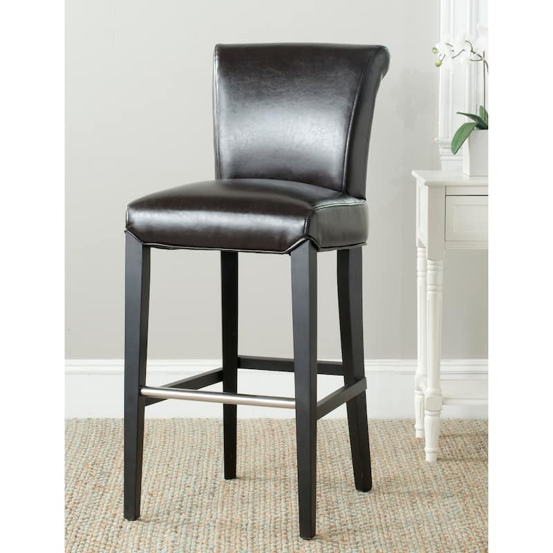 SAFAVIEH Betheny Brown Leather 29-inch Bar Stool - 18.7" x 23.2" x 43.5"
