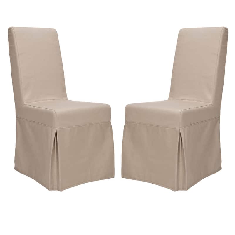 SAFAVIEH Dining Parsons Durham Taupe Slipcover Dining Chairs (Set of 2) - 18.7" x 23.2" x 39.5"