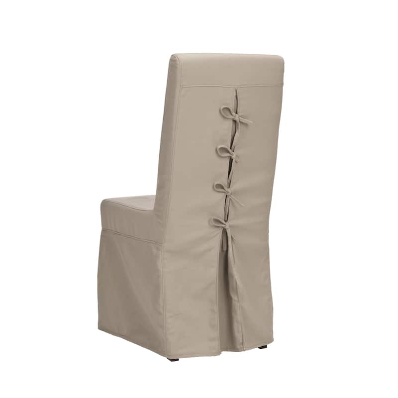 SAFAVIEH Dining Parsons Durham Taupe Slipcover Dining Chairs (Set of 2) - 18.7" x 23.2" x 39.5"