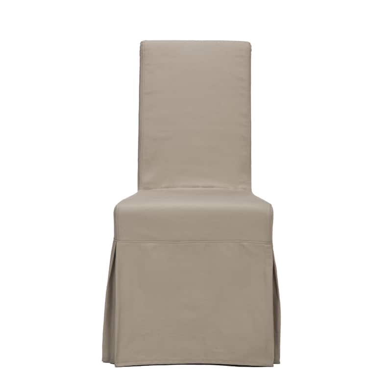 SAFAVIEH Dining Parsons Durham Taupe Slipcover Dining Chairs (Set of 2) - 18.7" x 23.2" x 39.5"
