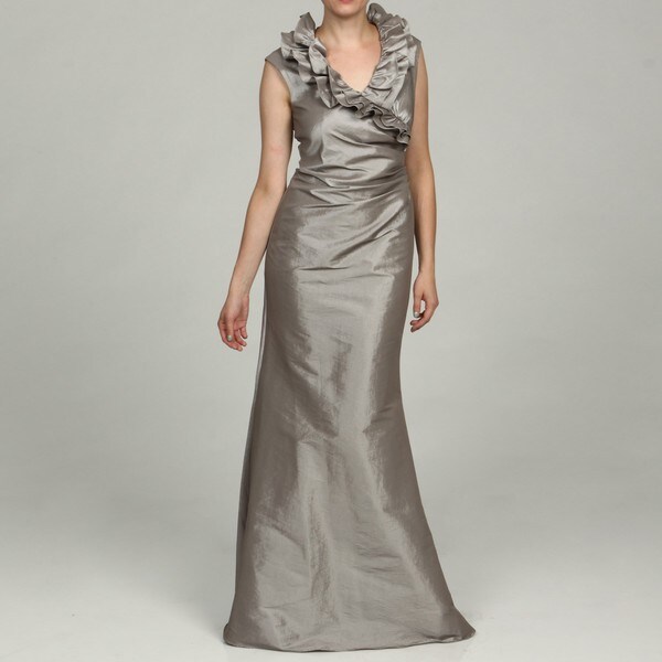 eliza j ruffle front gown