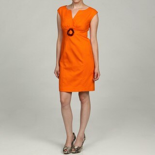 Eliza J Women's Petite Orange Belted Dress - Overstock™ Shopping - Top ...