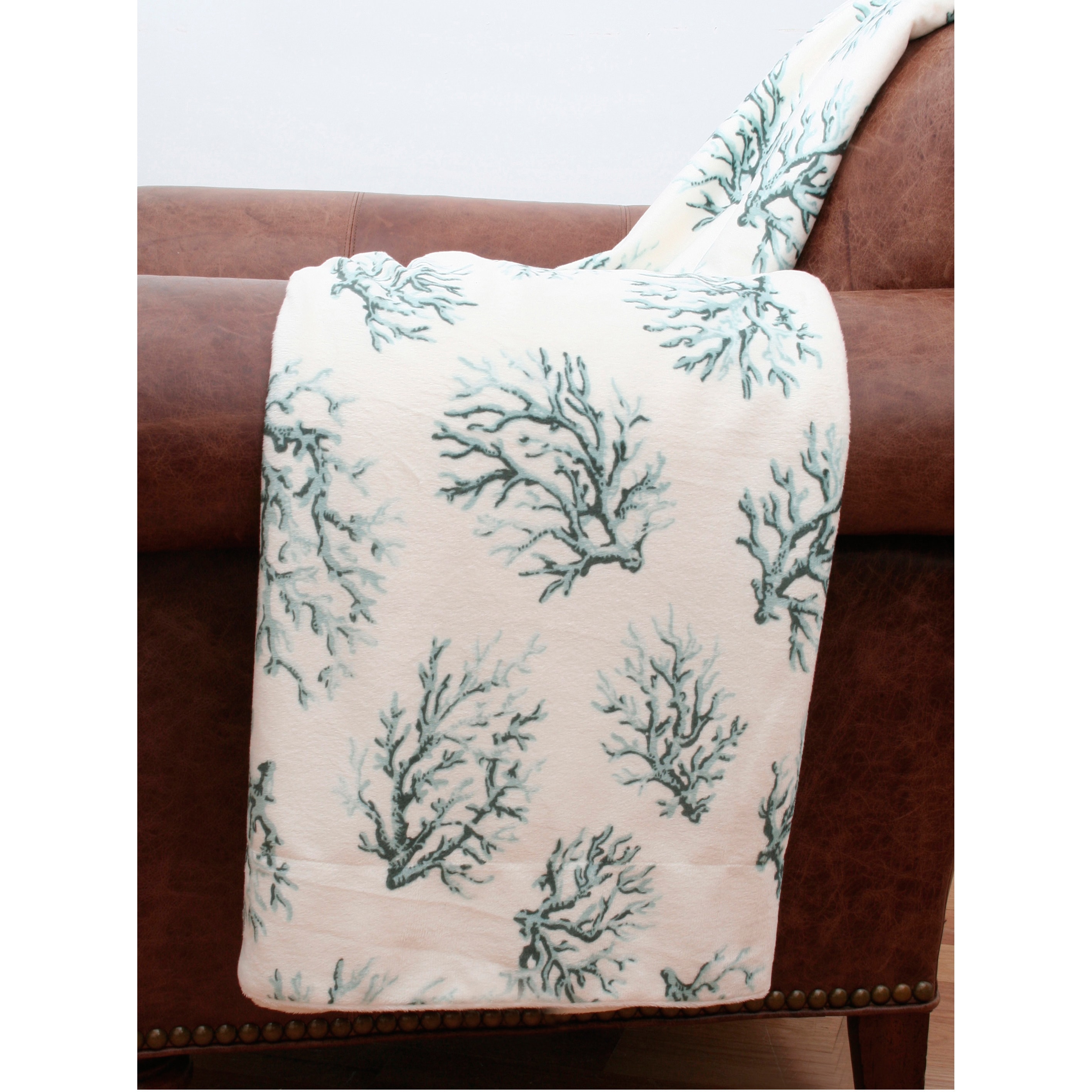 Coral Printed Microplush Throw