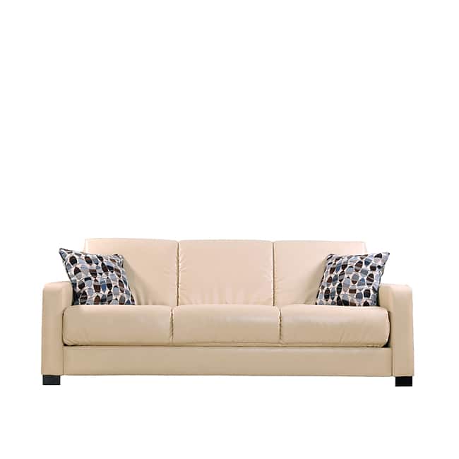 Portfolio Trace Convert-a-Couch Almond Renu Leather Futon Sleeper Sofa