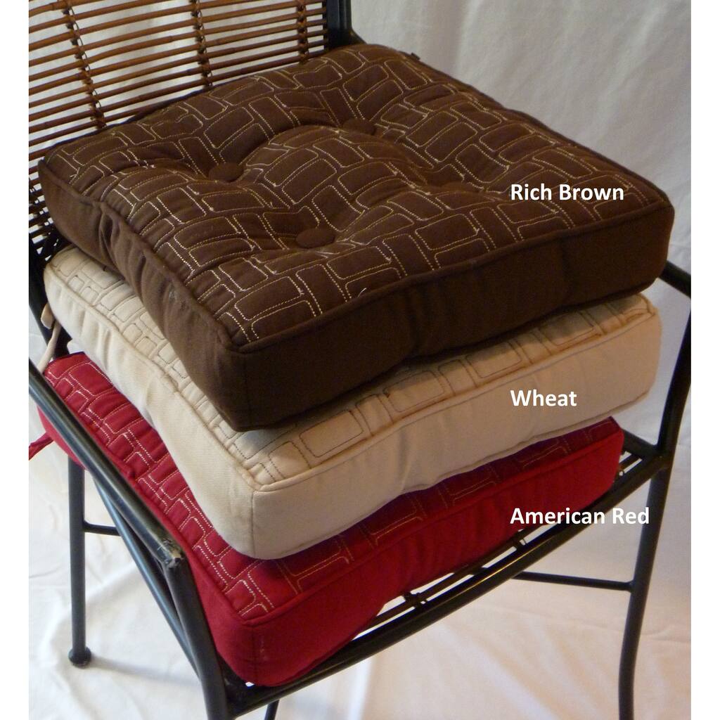 Niko Box Welted Twill Chair Pads with Attachment Ties (Set of 4)