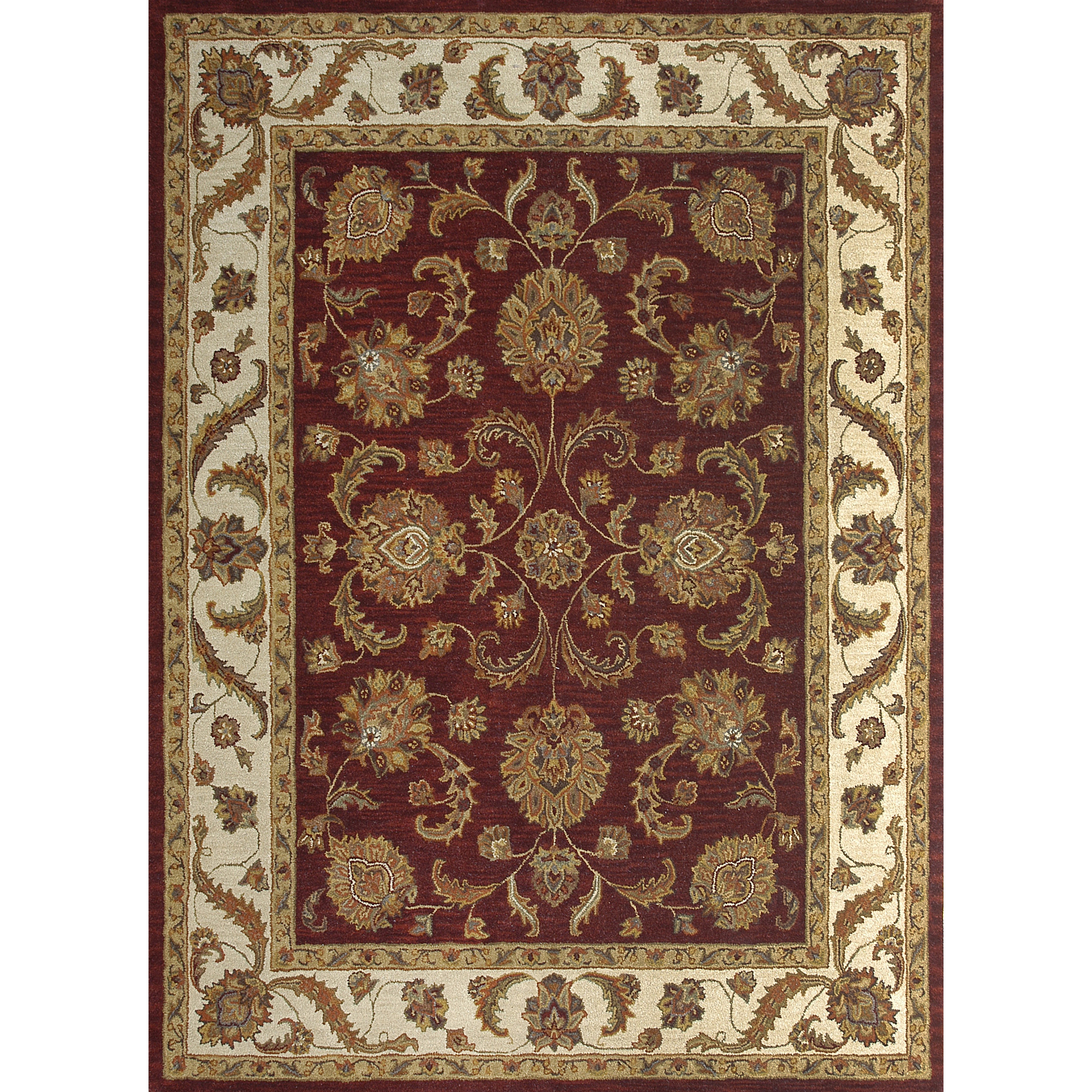 Hand tufted Mason Red/ Beige Wool Rug (5 X 76)