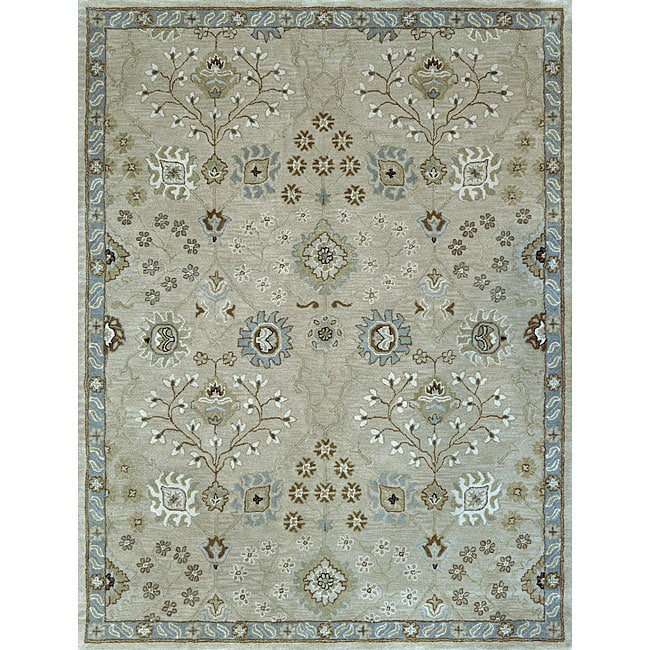 Hand tufted Mason Beige/ Blue Wool Rug (8 X 11)