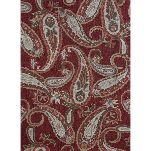 Hand-hooked Charlotte Red Paisley Rug (7'6 x 9'6) - Free Shipping Today ...