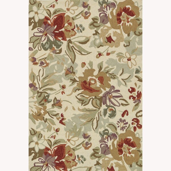 Hand-hooked Charlotte Ivory/Multi Rug (3'6 x 5'6)