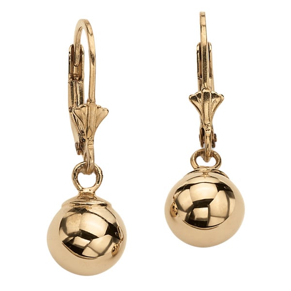 Shop 18k Gold Over .925 Sterling Silver Tailored Ball Drop Earrings ...