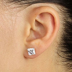 3 24 Tcw Princess Cut Cubic Zirconia 10k White Gold Stud Thumbnail 3 24 Tcw Princess Cut Cubic Zirconia 10k White Gold Stud Earrings Clic Cz