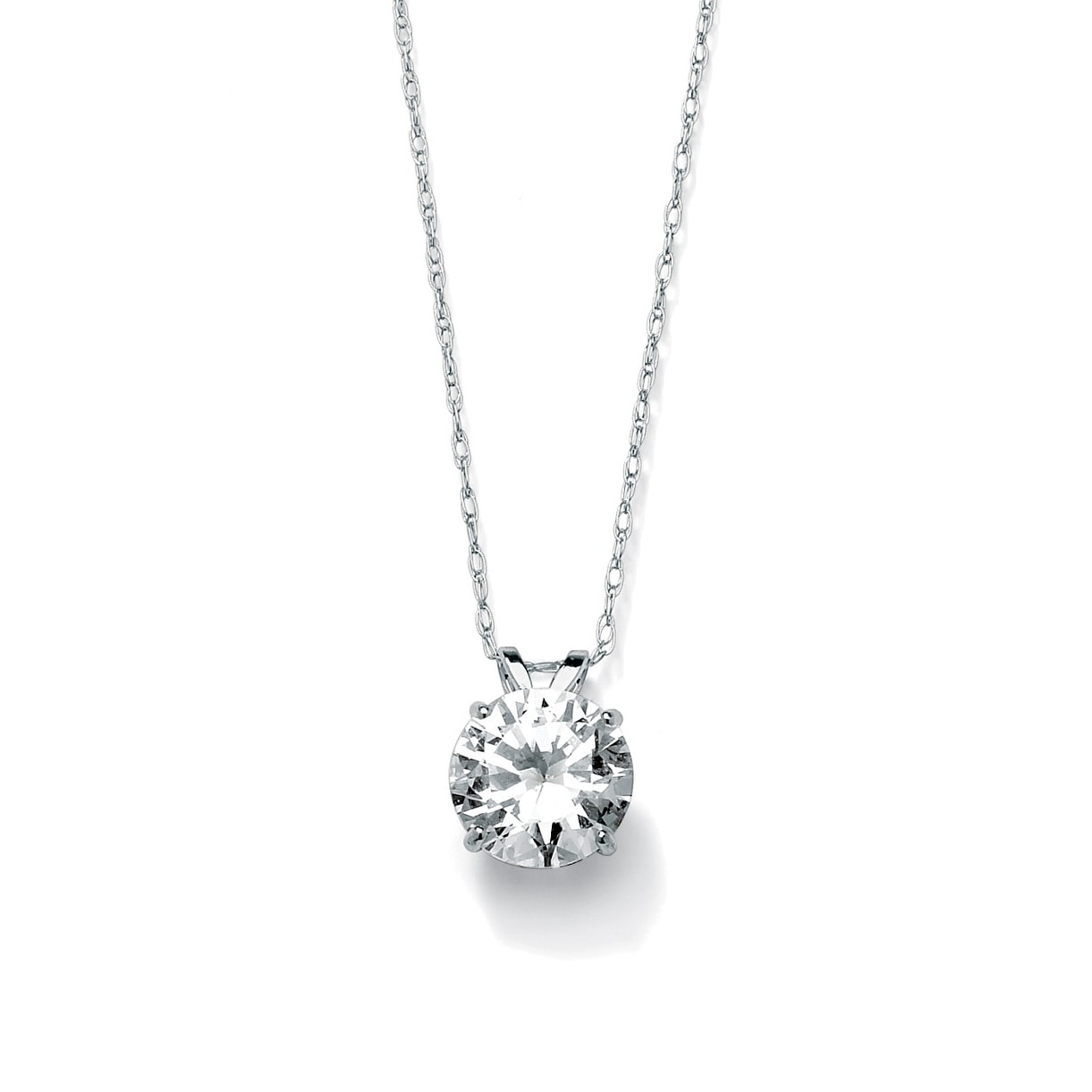 10k White Gold 2.00 Ct Radiant Cut Simulated Diamond Solitaire Pendant With 18 Chain .925 Silver