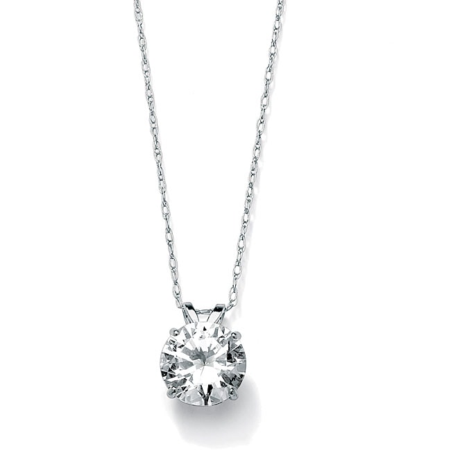 Shop Carat Round Cubic Zirconia K White Gold Solitaire Pendant And Rope Chain Classic C