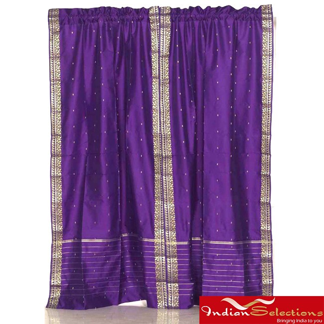 Sheer Sari 84-inch Purple Rod Pocket Curtain Panel Pair (India ...