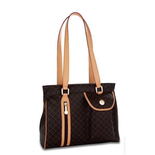 Rioni Brown Signature Shoulder Handbag - Overstock - 6131627