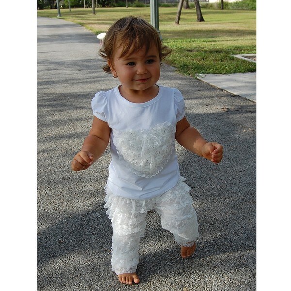 Shop Mia Belle Baby Girl's White Dressy Lace Pants Free Shipping On