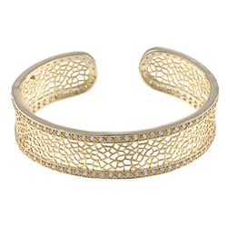 Mondevio 18k Gold over Stainless Steel Filigree Design Cuff Bracelet ...