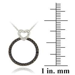 DB Designs Sterling Silver Black Diamond Accent Heart on Circle Necklace DB Designs Diamond Necklaces