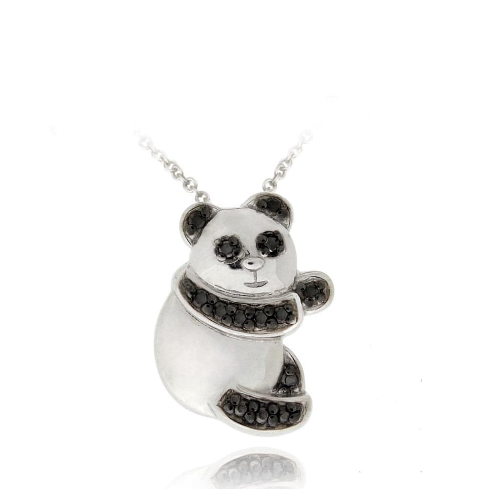 DB Designs Sterling Silver Black Diamond Accent Panda Necklace - Free ...