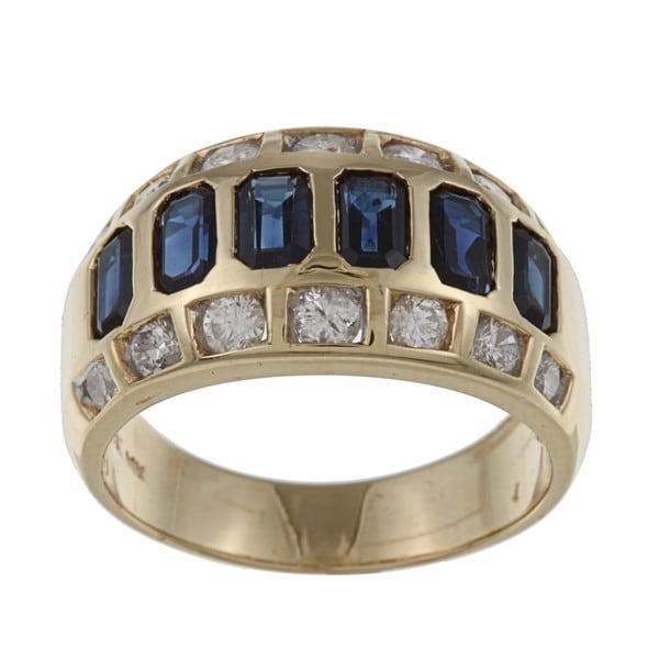 Kabella 14k Yellow Gold Sapphire and 7/8ct TDW Diamond Ring (G-H, VS1 ...