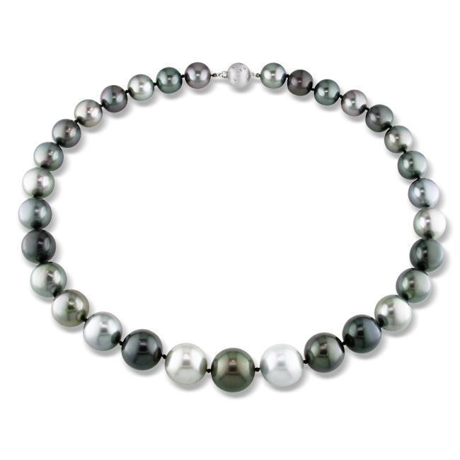 Miadora Signature Collection 14k Gold Black Tahitian Pearl and Diamond Accent Necklace (13-16 mm) - 13-16 mm - 13-16 mm