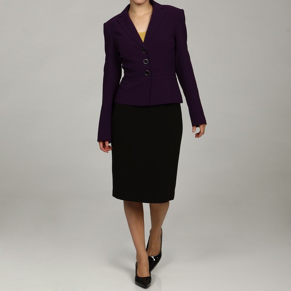 Calvin Klein Women's Eggplant/ Black 2 piece Skirt Suit Calvin Klein Skirt Suits