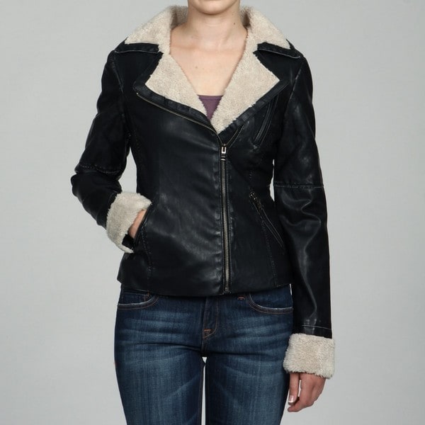 plus size shearling moto jacket