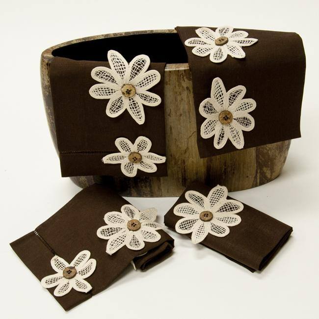 Hemstitched Flower Power Towels (Set of 4)