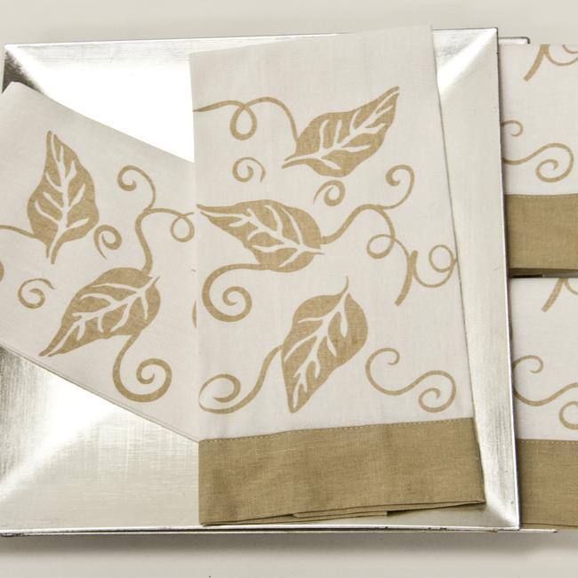 Hand-painted Leaf Guest Towels (Set of 4)