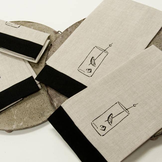 Tom Collins Khaki Design Guest/Bar Towels (Set of 4)