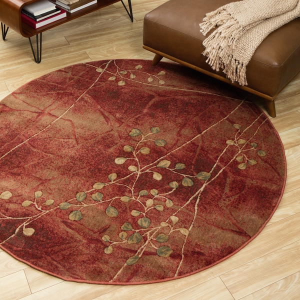 Oliver & James Anish Red Floral Round Area Rug - 5'6