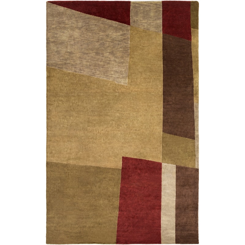 Hand-knotted Brown Contemporary Thornbury Wool Abstract Area Rug - 8' x 11' - 8' x 11'