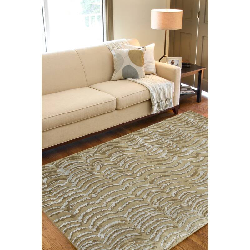 Hand-knotted Clermont Abstract Design Wool Area Rug - 4' x 6' - 4' x 6'
