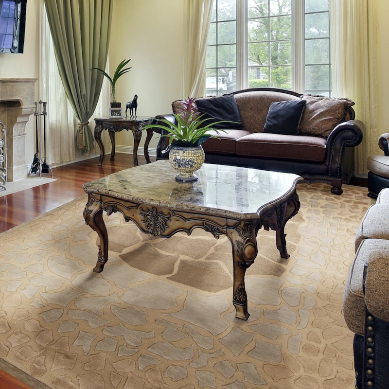 Hand-knotted Brown Contemporary Arista Wool Abstract Area Rug - 8' x 11' - 8' x 11'