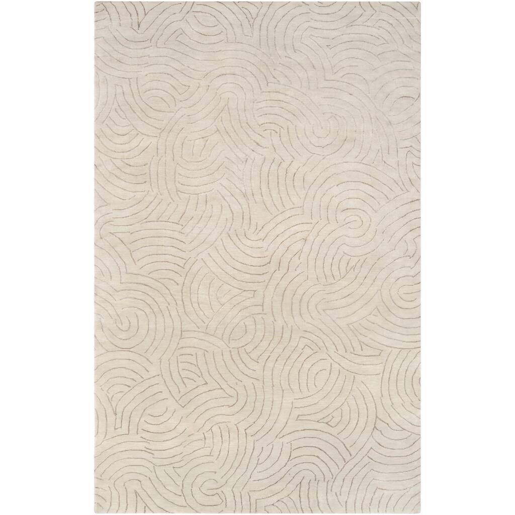 Hand-knotted Rosewood Abstract Design Wool Area Rug - 8' x 11'