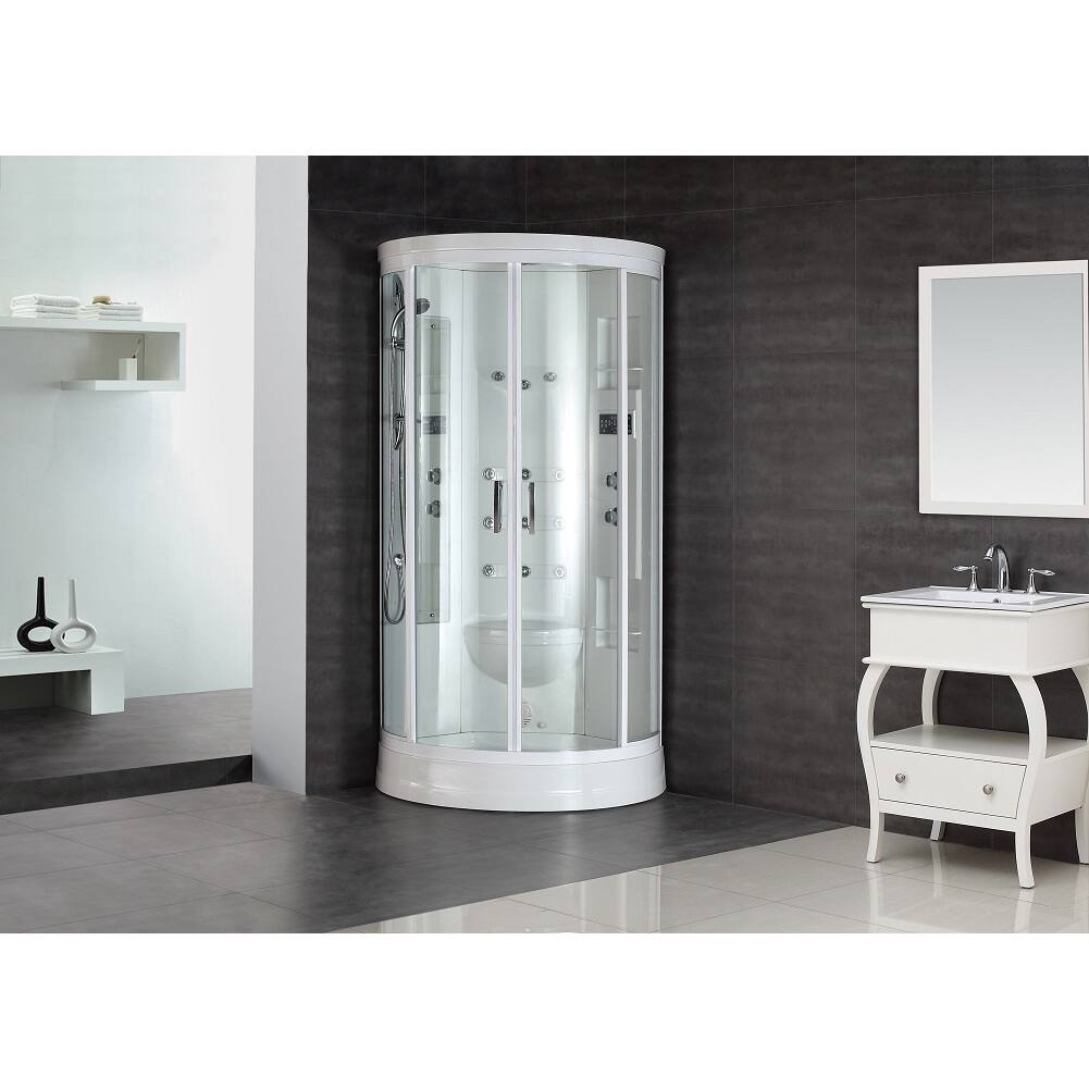 Aston White 88-inch 12-jet Steam Shower