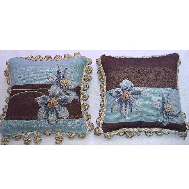 Corona Decor French-woven Floral Decorative Pillows (Set of 2)