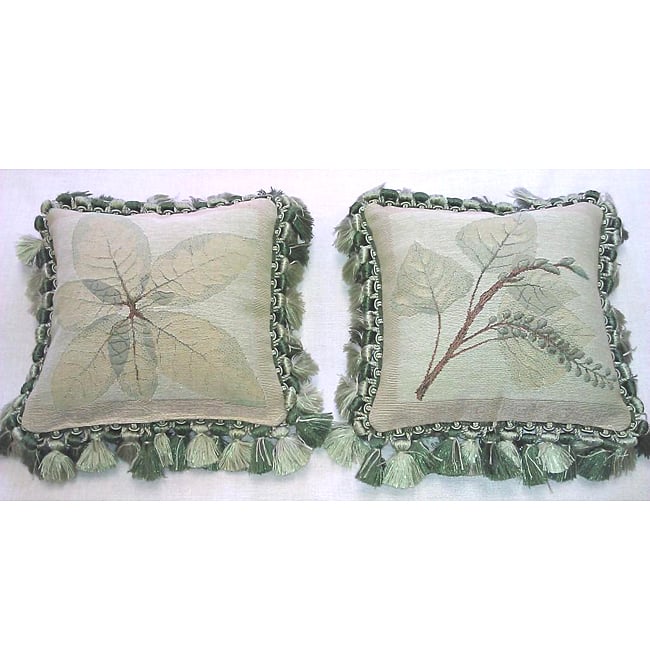 Corona Decor Belgium-woven Leaf Decorative Square Pillows (Set of 2)