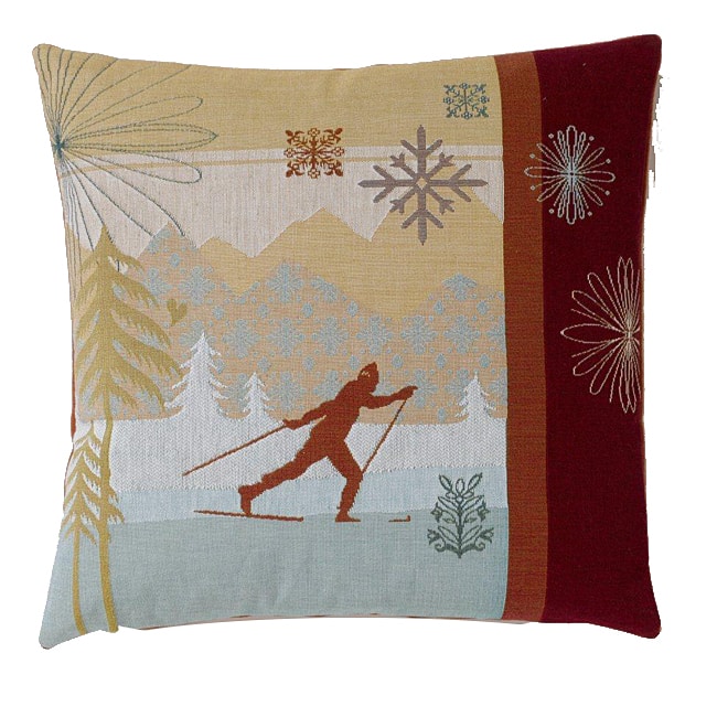 Corona Decor Feather and Down Fill Modern Cross Country Ski Decorative Down Pillow