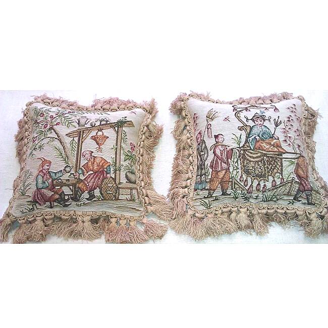 Corona Decor Asian Design Woven Decorative Pillows (Set of 2)