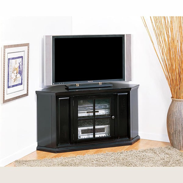 Shop Rubbed Black 46inch Corner TV Stand & Media Console Free