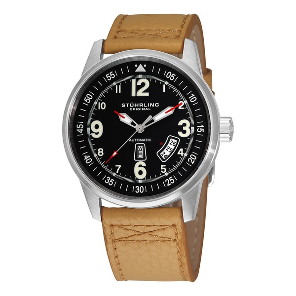 Stuhrling Original Tuskegee Skymaster Men's Automatic Water-Resistant Leather Strap Watch. Opens flyout.