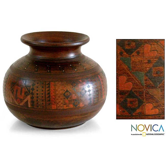 Handcrafted Ceramic 'Inca Mother' Decorative Cuzco Vase (Peru)