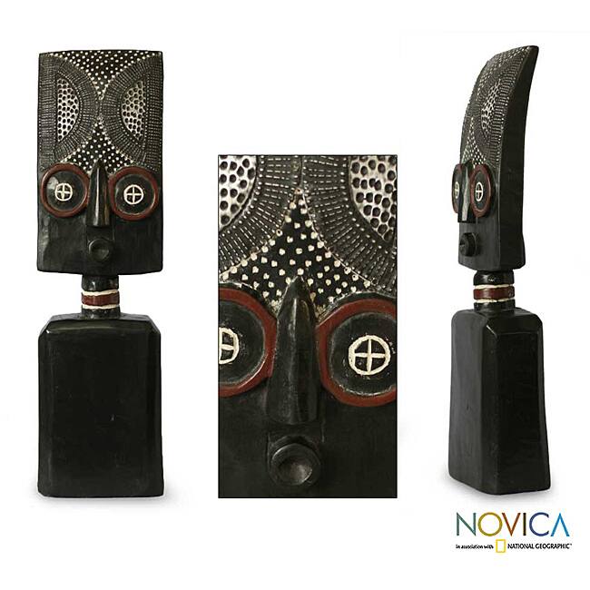 Sese Wood 'Fanti Mask' Sculpture , Handmade in Ghana