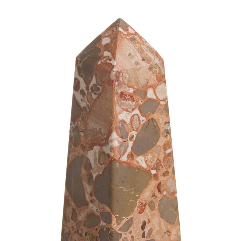 Handcrafted Leopard Jasper 'Fortress' Obelisk Sculpture (Peru)