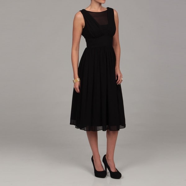 Evan Picone Women's Black Chiffon Sheer Front Dress - 13802666 ...