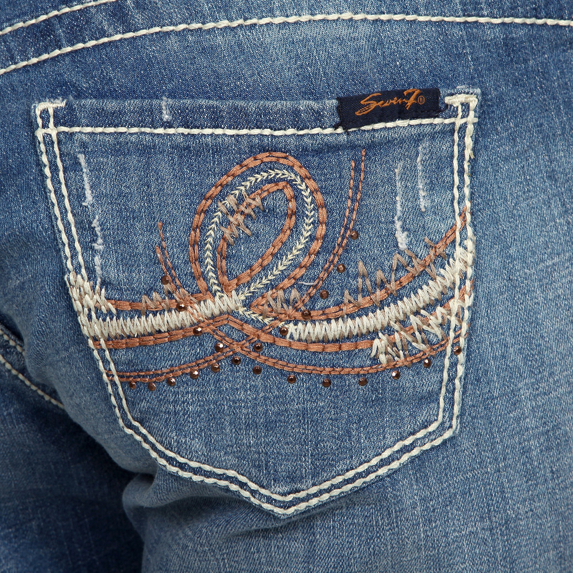 jeans with embellished pockets