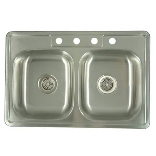 Stainless Steel 33-inch Double Bowl Kitchen Sink