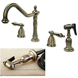 Vintage Brass Kitchen Faucet with Brass Side Sprayer - On Sale - Bed Bath &  Beyond - 6143486